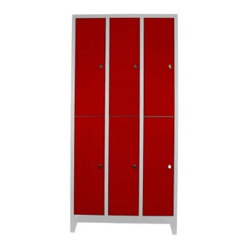 Dulap de depozitare cu incuietoare, Shelvoria, Js1014Ki, 117x200x40 cm, Otel, Gri/Rosu 6713 imagine