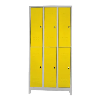 Dulap de depozitare cu incuietoare, Shelvoria, Js1014Sa, 117x200x40 cm, Otel, Gri / Galben a5c5 imagine