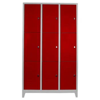 Dulap de depozitare cu incuietoare, Shelvoria,  Js1015Ki, 117x200x40 cm, Otel, Gri/Rosu a148 imagine
