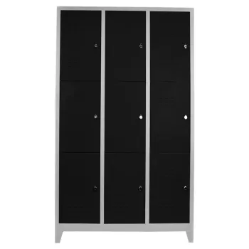 Dulap de depozitare cu incuietoare, Shelvoria, Js1015Si, 117x200x40 cm, Otel, Gri/Negru 2072 imagine
