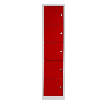 Dulap de depozitare cu incuietoare, Shelvoria, Js1016Ki, 41x170x40 cm, Otel, Gri/Rosu 9f3e imagine