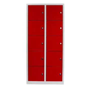 Dulap de depozitare cu incuietoare, Shelvoria, Js1017Ki, 79x170x40 cm, Otel, Gri/Rosu 7125 imagine