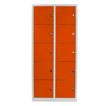 Dulap de depozitare cu incuietoare, Shelvoria, Js1017Tu, 79x170x40 cm, Otel, Gri / Portocaliu a447 imagine