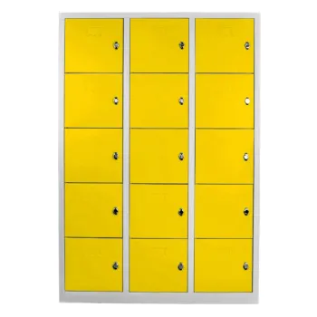 Dulap de depozitare cu incuietoare, Shelvoria, Js1018Sa, 117x170x40 cm, Otel, Gri / Galben 3e74 imagine