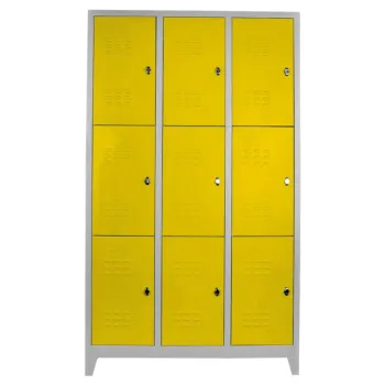 Dulap de depozitare cu incuietoare, Shelvoria, Js1024Sa, 97x200x37 cm, Otel, Gri / Galben d27a imagine