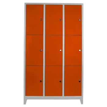 Dulap de depozitare cu incuietoare, Shelvoria, Js1024Tu, 97x200x37 cm, Otel, Gri / Portocaliu 7a6c imagine