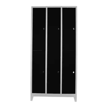 Dulap de depozitare cu incuietoare, Shelvoria, Js1025Si, 97x200x37 cm, Otel, Gri/Negru 4b45 imagine