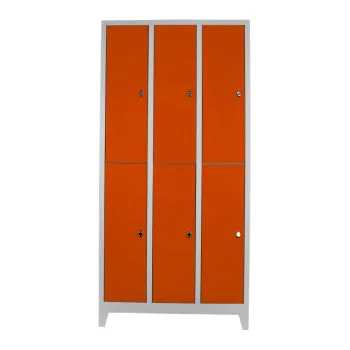Dulap de depozitare cu incuietoare, Shelvoria, Js1025Tu, 97x200x37 cm, Otel, Gri / Portocaliu 3e50 imagine