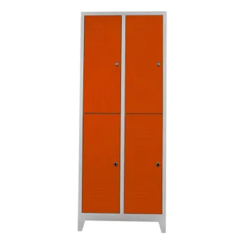 Dulap de depozitare cu incuietoare, Shelvoria,  Js1026Tu, 67x200x37 cm, Otel, Gri / Portocaliu 7c1d imagine