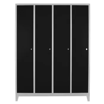 Dulap de depozitare cu incuietoare, Shelvoria, Js1029Si, 128x185x37 cm, Otel, Gri/Negru 22be imagine