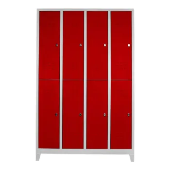 Dulap de depozitare cu incuietoare, Shelvoria, Js1030Ki, 128x200x37 cm, Otel, Gri/Rosu a534 imagine