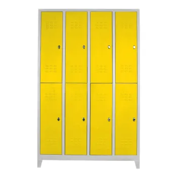 Dulap de depozitare cu incuietoare, Shelvoria, Js1030Sa, 128x200x37 cm, Otel, Gri / Galben f4fa imagine