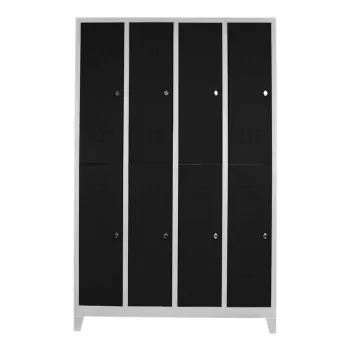 Dulap de depozitare cu incuietoare, Shelvoria, Js1030Si, 128x200x37 cm, Otel, Gri/Negru d0a8 imagine