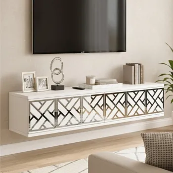 Dulap, Hanah Home, Arex 120, 120x25.5x29.6 cm, Alb / Argintiu 954b imagine