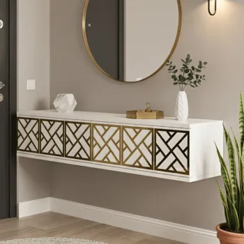Dulap, Hanah Home, Arex 120, 120x25.5x29.6 cm, Alb/Auriu 35df imagine