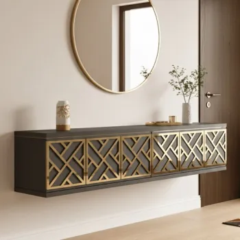 Dulap, Hanah Home, Arex 120, 120x25.5x29.6 cm, Antracit / Aur ffe6 imagine