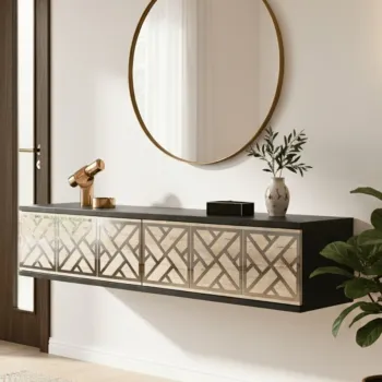 Dulap, Hanah Home, Arex 120, 120x25.5x29.6 cm, Antracit / Travertin / Argint b68c imagine