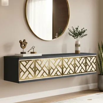 Dulap, Hanah Home, Arex 120, 120x25.5x29.6 cm, Antracit / Travertin / Auriu 1464 imagine