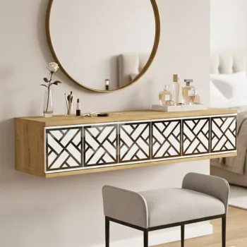 Dulap, Hanah Home, Arex 120, 120x25.5x29.6 cm, Stejar Safir / Alb / Argintiu 0149 imagine