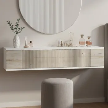 Dulap, Hanah Home, Corsa 120, 120x25.5x29.6 cm, Alb / Travertin 7755 imagine
