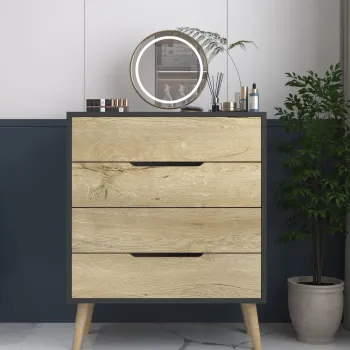 Dulap, Hanah Home, Flora, 78x95x45 cm, PAL, Stejar antracit / safir 71fe imagine