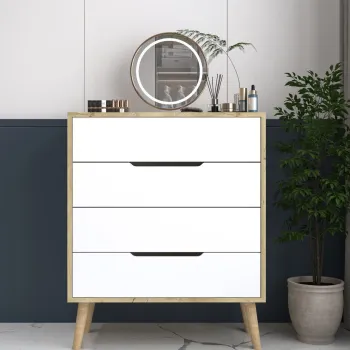 Dulap, Hanah Home, Flora, 78x95x45 cm, PAL, Stejar Safir / Alb a80e imagine