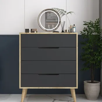 Dulap, Hanah Home, Flora, 78x95x45 cm, PAL, Stejar safir / Antracit fec7 imagine