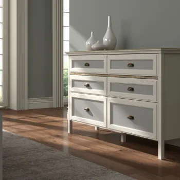 Dulap, Hanah Home, FRN-21014, 155.4x92x44.2 cm, PAL, Crem / Stejar / Gri d22e imagine