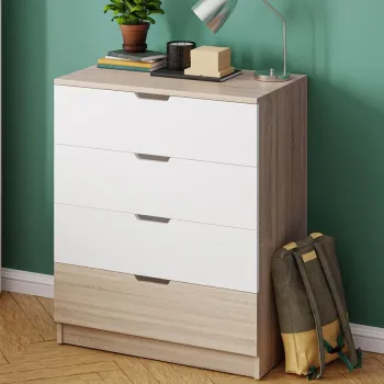 Dulap, Hanah Home, Lento, 75x90.5x44.5 cm, PAL, Stejar Sonomo / Alb baf3 imagine