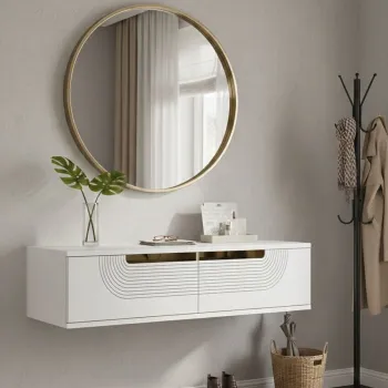 Dulap, Hanah Home, Meyra 120, 120x25.5x29.6 cm, Alb/Auriu ecfa imagine