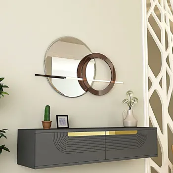 Dulap, Hanah Home, Meyra 120, 120x25.5x29.6 cm, Antracit / Aur 3933 imagine