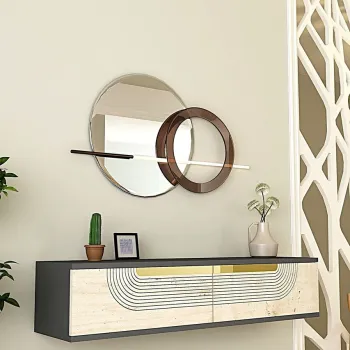 Dulap, Hanah Home, Meyra 120, 120x25.5x29.6 cm, Antracit / Travertin / Auriu 9551 imagine