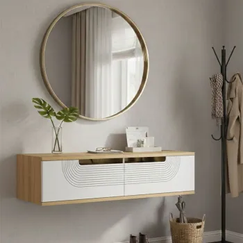 Dulap, Hanah Home, Meyra 120, 120x25.5x29.6 cm, Stejar Safir / Alb / Auriu a349 imagine
