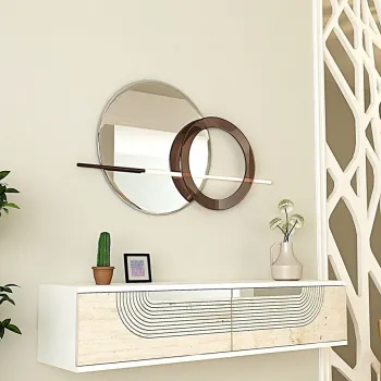 Dulap, Hanah Home, Meyra 120, 120x25.5x29.6 cm, White / Travertine / Silver b73b imagine