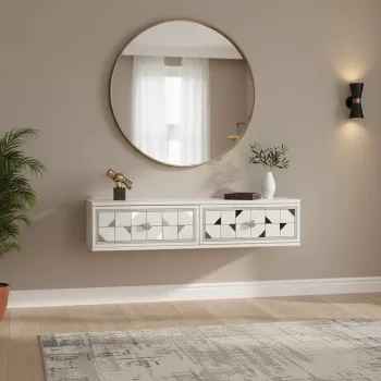 Dulap, Hanah Home, Moka 120, 120x25.5x29.6 cm, Alb / Argintiu 9469 imagine