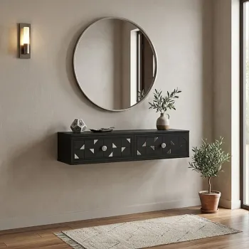 Dulap, Hanah Home, Moka 120, 120x25.5x29.6 cm, Antracit / Argintiu b87d imagine