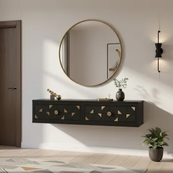 Dulap, Hanah Home, Moka 120, 120x25.5x29.6 cm, Antracit / Aur ec76 imagine