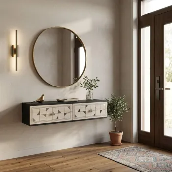 Dulap, Hanah Home, Moka 120, 120x25.5x29.6 cm, Antracit / Travertin / Argint b4c6 imagine