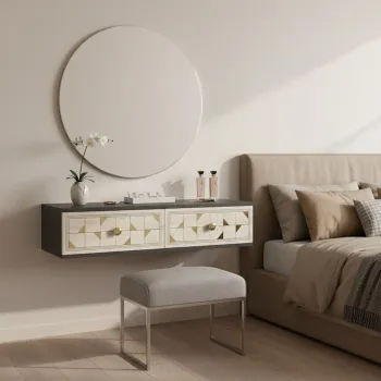 Dulap, Hanah Home, Moka 120, 120x25.5x29.6 cm, Antracit / Travertin / Auriu 2876 imagine