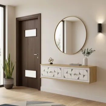 Dulap, Hanah Home, Moka 120, 120x25.5x29.6 cm, Stejar Safir / Alb / Argintiu 6572 imagine