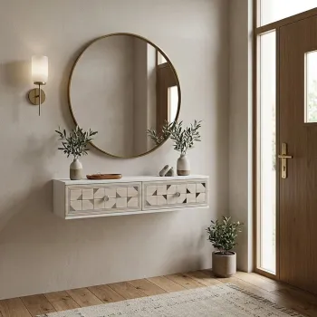 Dulap, Hanah Home, Moka 120, 120x25.5x29.6 cm, White / Travertine / Silver 0910 imagine