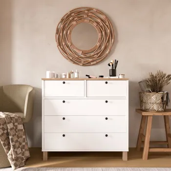 Dulap, Hanah Home, Nord, 90x85.2x40 cm, PAL, Alb / Stejar 5e3c imagine