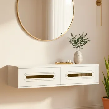 Dulap, Hanah Home, Rany 120, 120x25.5x29.6 cm, Alb/Auriu ae10 imagine