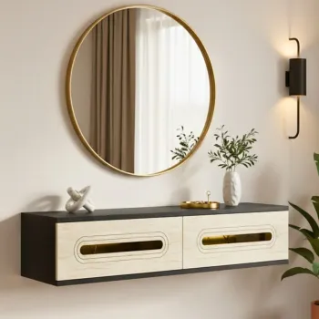 Dulap, Hanah Home, Rany 120, 120x25.5x29.6 cm, Antracit / Aur 17bd imagine