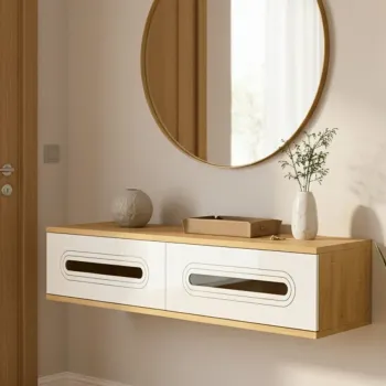 Dulap, Hanah Home, Rany 120, 120x25.5x29.6 cm, Stejar Safir / Alb / Auriu 1486 imagine