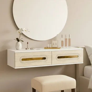 Dulap, Hanah Home, Rany 120, 120x25.5x29.6 cm, White / Travertine / Gold 8a06 imagine