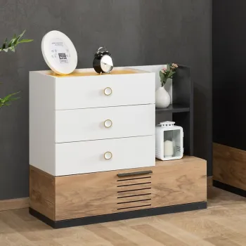 Dulap, Hanah Home, Relax, 80x75x45 cm, PAL, Alb / Antracit / Galben / Maro 6edd imagine