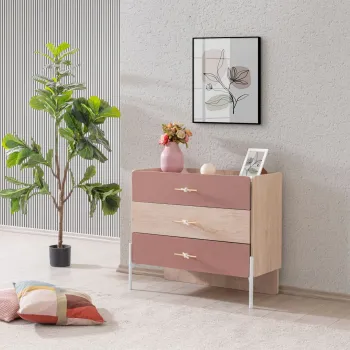 Dulap, Hanah Home, Rosetta, 89x79x42 cm, PAL, Maro / Roz bdd4 imagine