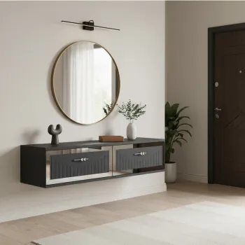 Dulap, Hanah Home, Tuna 120, 120x25.5x29.6 cm, Antracit / Argintiu 3e7e imagine