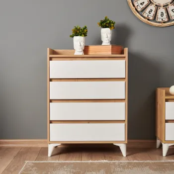 Dulap, Hanah Home, Tuvalle 040, 70x92x40 cm, Stejar Safir / Alb 86ff imagine